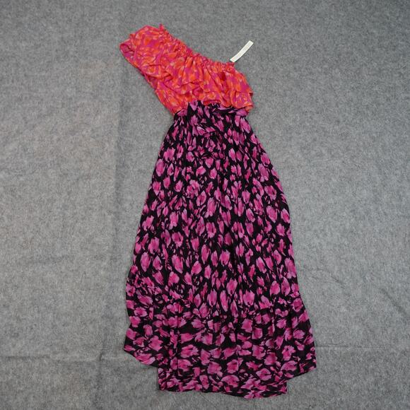 Anthropologie Dress Womens Small NWT Aida One Shoulder Maxi High Low Floral Pink - Picture 8 of 12